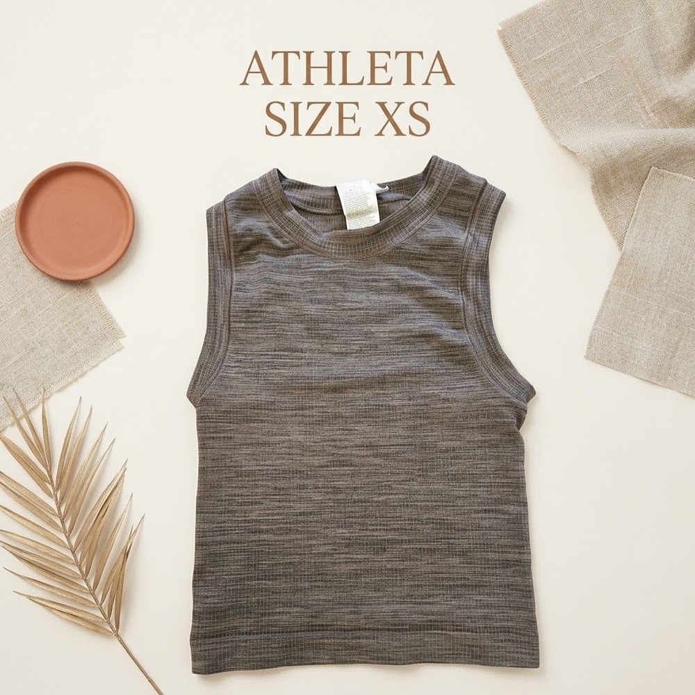 Athleta Renew Seamless Tank Top Womens Size XS Brown Heathered Ribbed Crop
